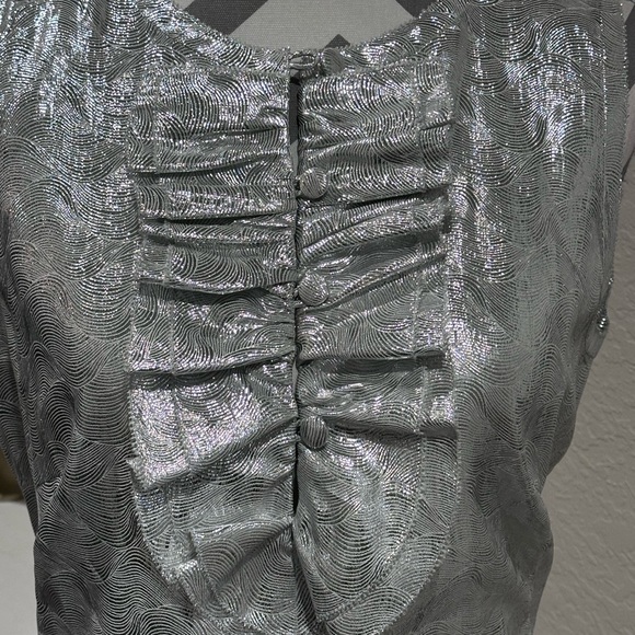 Tory Burch Women Silk Sleeveless Crew Neck Top Metallic Blouse Sz10. Never Worn - Picture 4 of 6